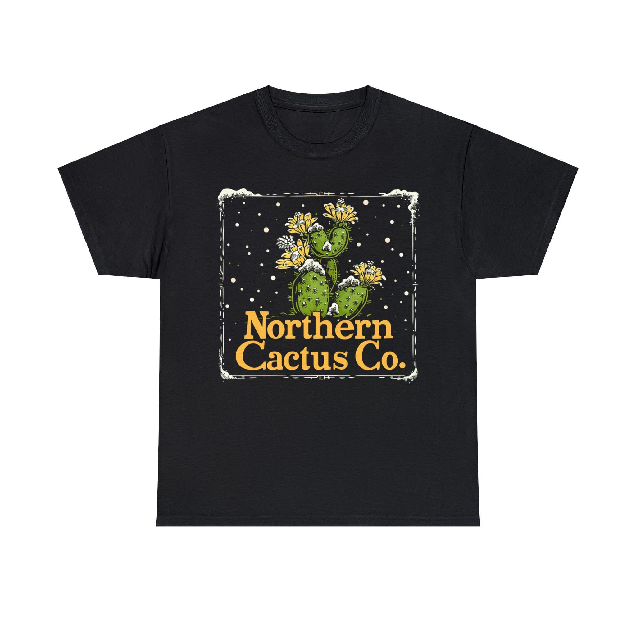 Plant Shirt, Cactus Shirt, Gift for Gardener, Gift for Plant Lover, Northern Cactus Co. Yellow Opuntia Black Unisex T-Shirt